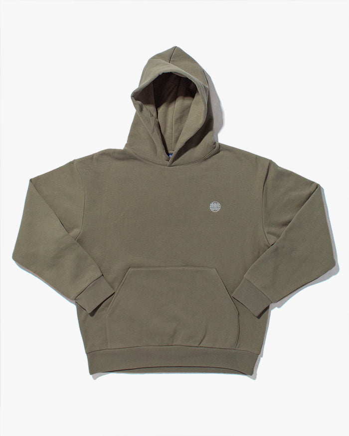 Kiriko Original Hoodie, Printed Daruma, Green with White