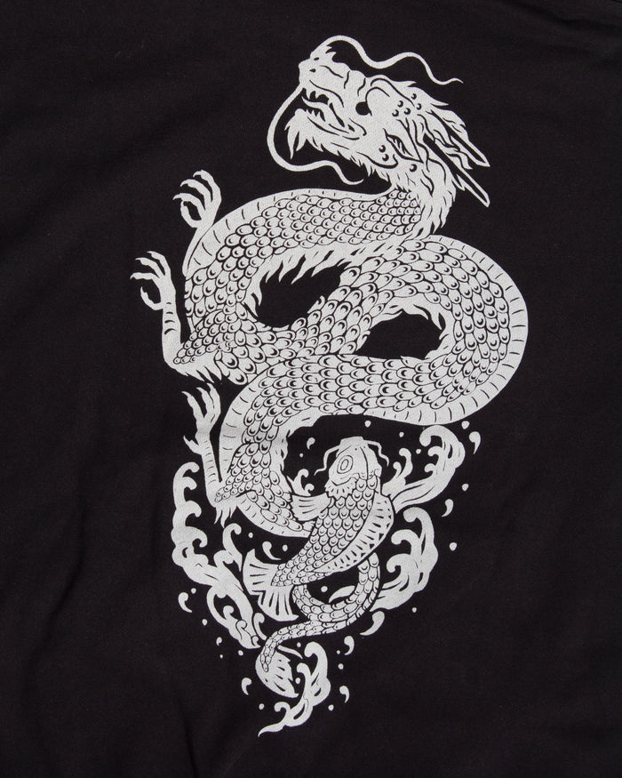 Kiriko Original Hoodie, Printed Koi-Dragon, Black