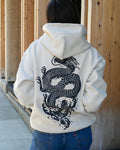 Kiriko Original Hoodie, Printed Koi-Dragon, Cream