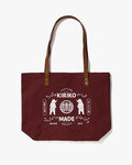 Kiriko Original Large Tote Bag, Canvas, Burgundy Bear