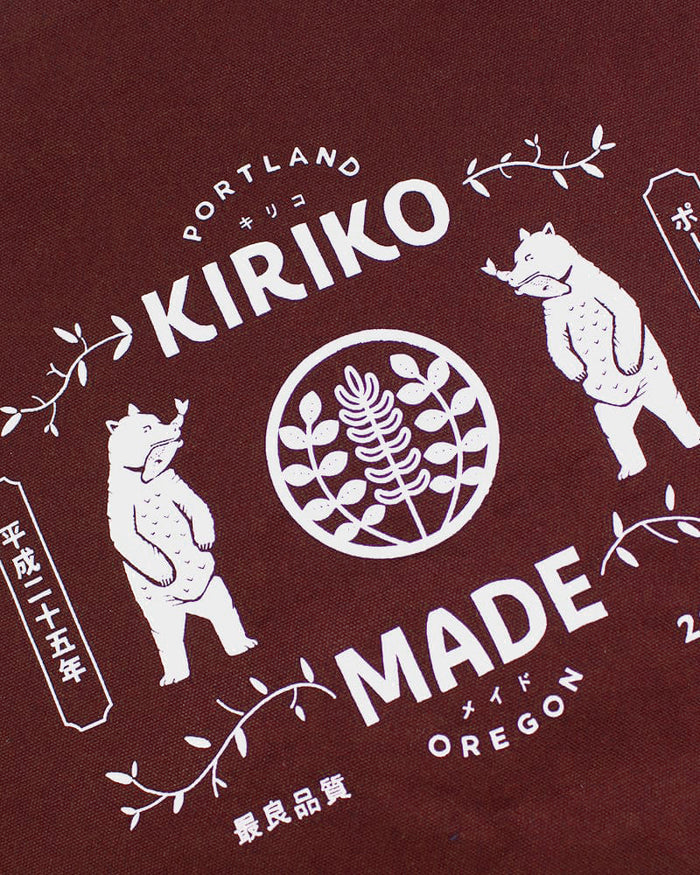 Kiriko Original Large Tote Bag, Canvas, Burgundy Bear