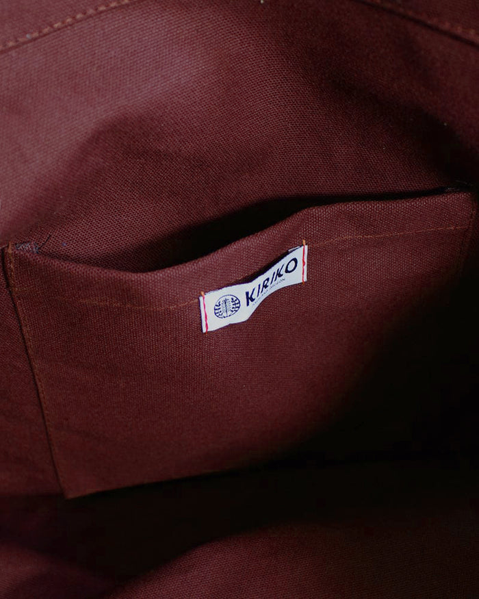 Kiriko Original Large Tote Bag, Canvas, Burgundy Bear