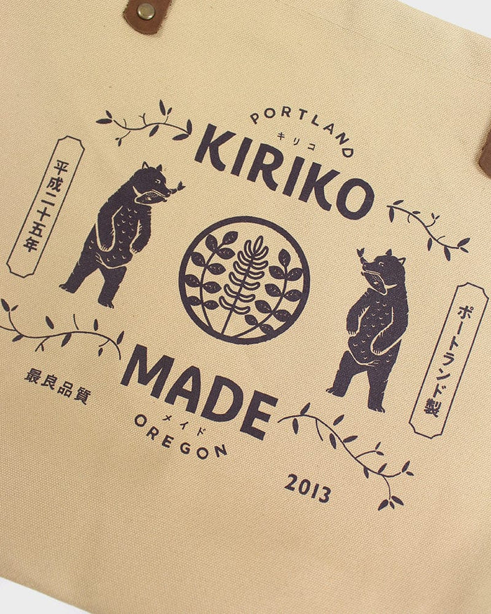 Kiriko Original Large Tote Bag, Canvas, Natural Bear