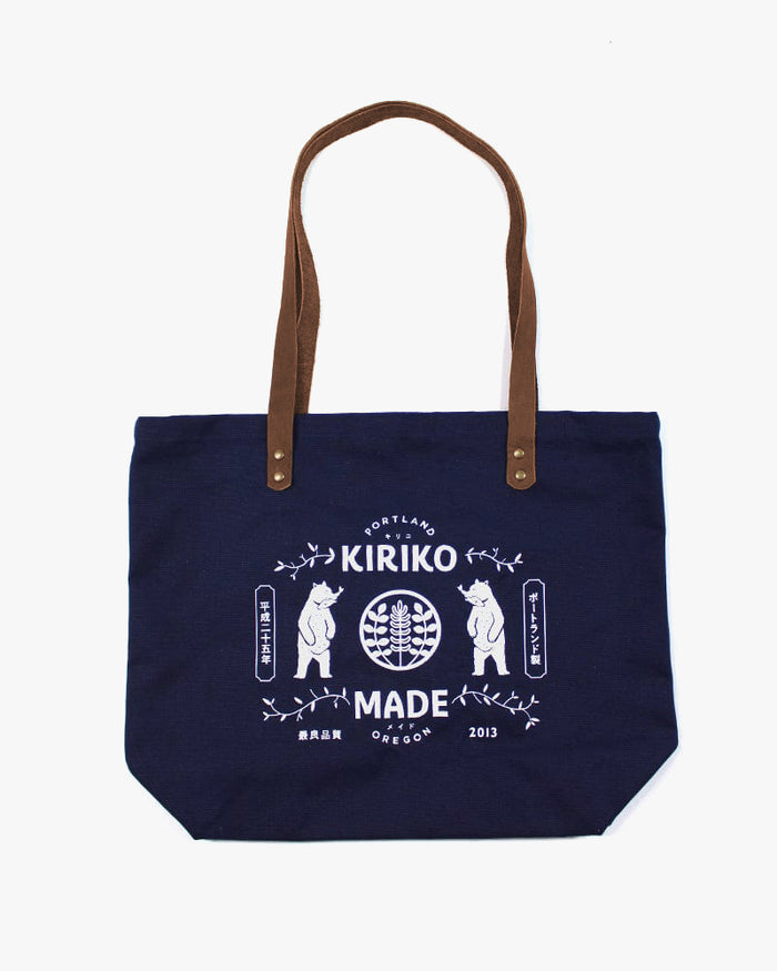 Kiriko Original Large Tote Bag, Canvas, Navy Bear