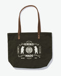 Kiriko Original Large Tote Bag, Canvas, Olive Bear