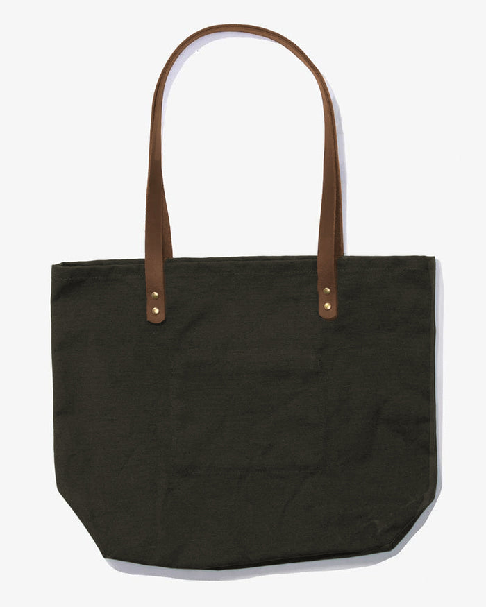 Kiriko Original Large Tote Bag, Canvas, Olive Bear