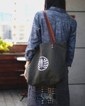 Kiriko Original Large Tote Bag, Canvas, Olive Logo