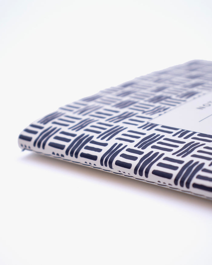 Kiriko Original Lined Notebook, Navy and White Basket-Weave