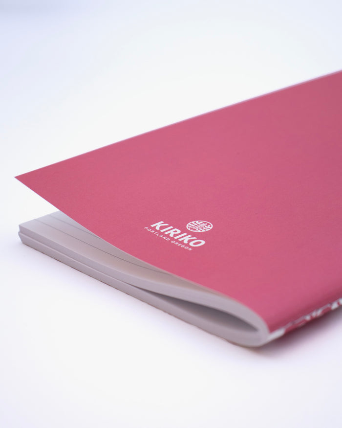 Kiriko Original Lined Notebook, Pink and White Ume
