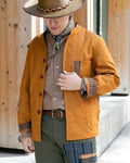 Kiriko Original Mandarin Collar Lightweight Jacket, Mustard