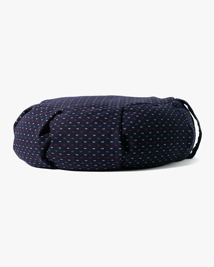 Kiriko Original Meditation Pillow, One-Tone Zafu, Indigo with Blue, Red, and White Dashes