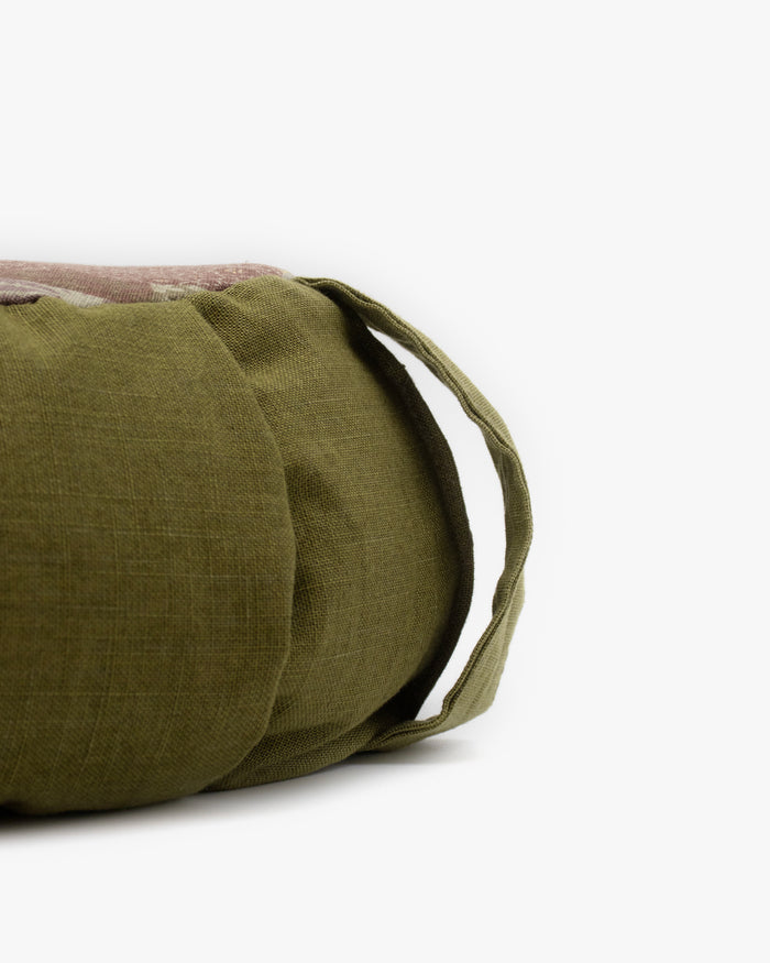 Kiriko Original Meditation Pillow, Two-Tone Zafu, Solid Green and Azuki and Gold