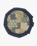 Kiriko Original Meditation Pillow, Two-Tone Zafu, Solid Indigo and Sage and Gold