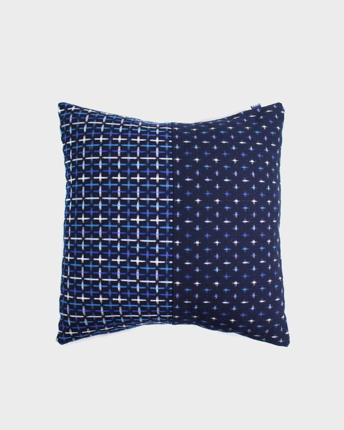 Kiriko Original Pillow, Split Indigo, Blue and White Jyuji