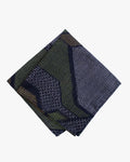 Kiriko Original Pocket Square, Abstract Hishi, Green and Mustard