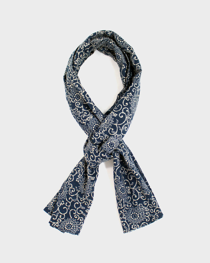 Kiriko Original Scarf, Classic Indigo, Small Kiku Pattern