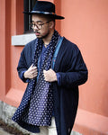 Kiriko Original Scarf, Double Split, White and Indigo, Jyuji