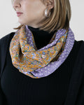 Kiriko Original Scarf, Infinity, Kimono, Kikkou and Kiku Sarasa with Lavender Shibori