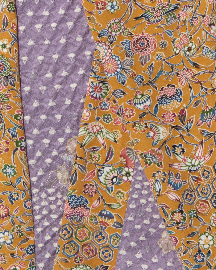 Kiriko Original Scarf, Infinity, Kimono, Kikkou and Kiku Sarasa with Lavender Shibori