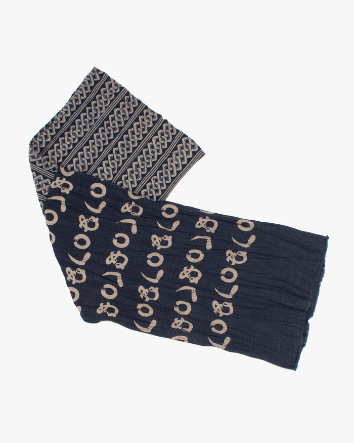Kiriko Original Scarf, Kiji, Indigo Kamawanu and Yoshiwara shima