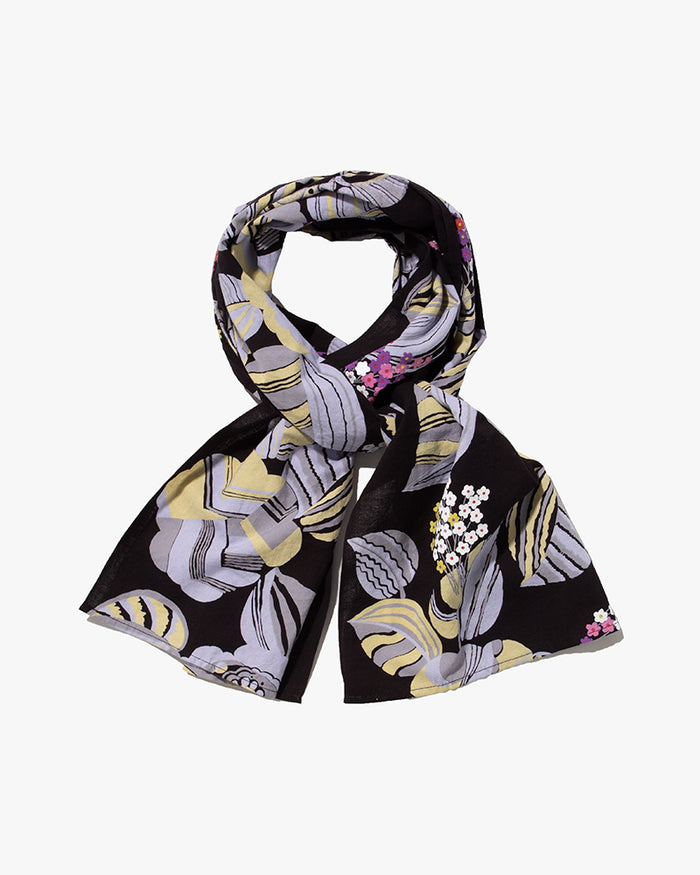 Kiriko Original Scarf, Kiji, Yukata, Black Small Flowers