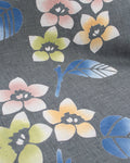 Kiriko Original Scarf, Kiji, Yukata, Dark Gray Five Petal Flower