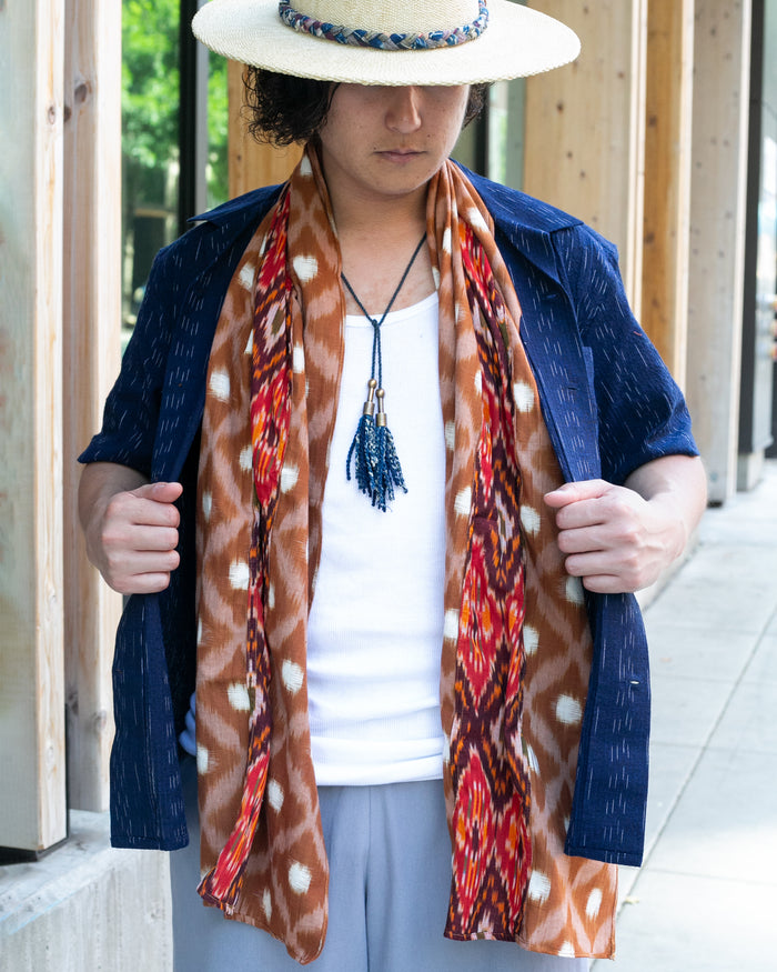 Kiriko Original Scarf, Triple Split, Indian Kasuri, #10