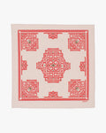 Kiriko Original Screen Printed, Custom-Dyed Bandana, Cream with Red Ainu