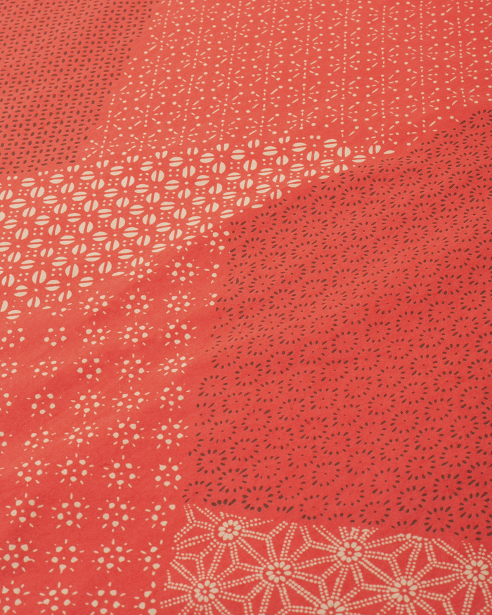 Kiriko Original Screen Printed, Custom-Dyed Bandana, Katazome Multi - Red