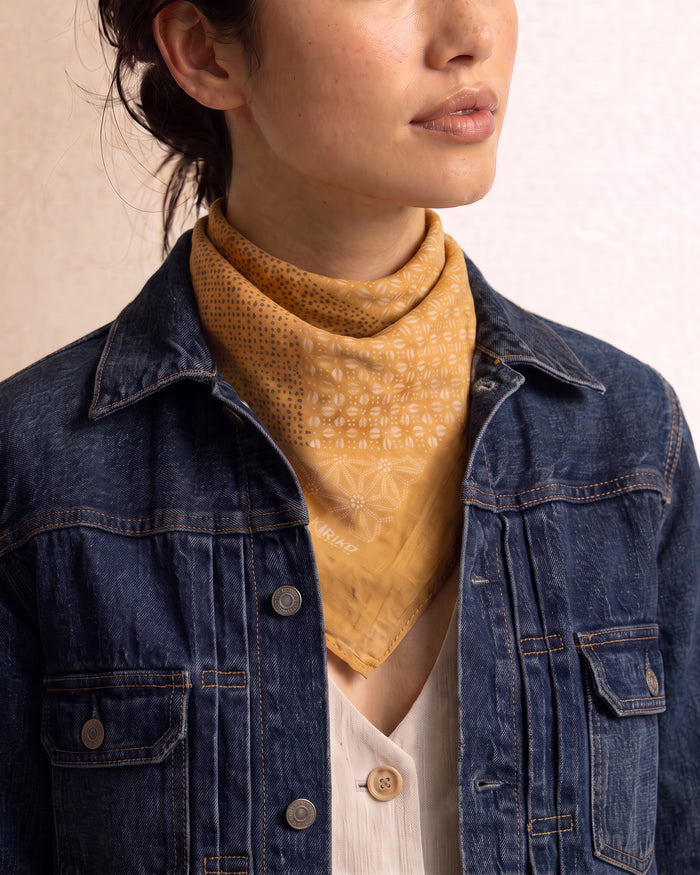 Kiriko Original Screen Printed, Custom-Dyed Bandana, Katazome Multi - Yellow
