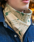 Cream bandana with Momotaro design by Kiriko Made