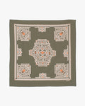 Kiriko Original Screen Printed, Custom-Dyed Bandana, Olive Green Ainu