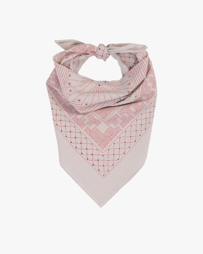 Kiriko Original Screen Printed, Custom-Dyed Bandana, Stone Pendant Circle