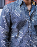 Kiriko Original long sleeve shirt, indigo small multi pattern