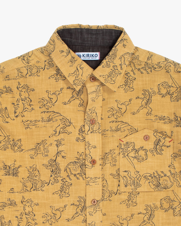 Kiriko Original Shirt, Long Sleeve Button-Up, Mustard Choju Giga