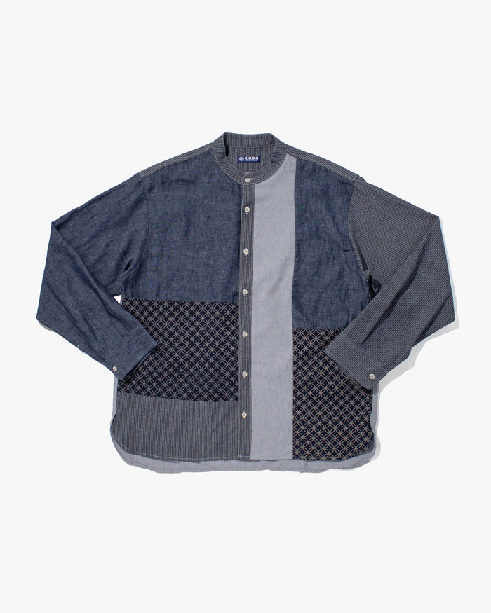 Kiriko Original Shirt, Long Sleeve Button-Up, Patched Mandarin Collar, Shippou