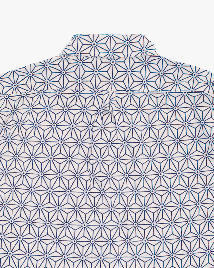 Kiriko Original Shirt, Long Sleeve Button-Up, White Asanoha