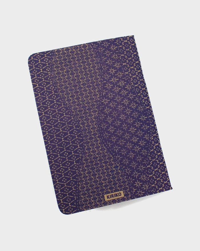 Kiriko Original Small Notebook, Katazome Pattern, Blue Waves