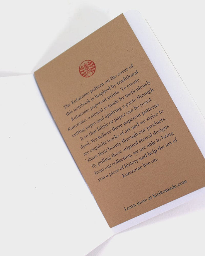 Kiriko Original Small Notebook, Katazome Pattern, Blue Waves
