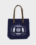 Navy canvas tote bag with bear design by Kiriko Made