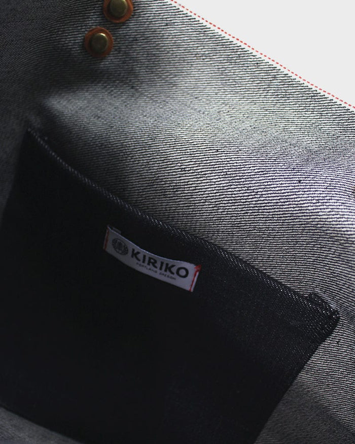 Kiriko Original Small Tote Bag, Selvedge Denim, Indigo Bear