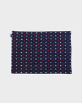 Kiriko Original Table Mat, Kasuri-Ori Indigo with White and Red Jyuji