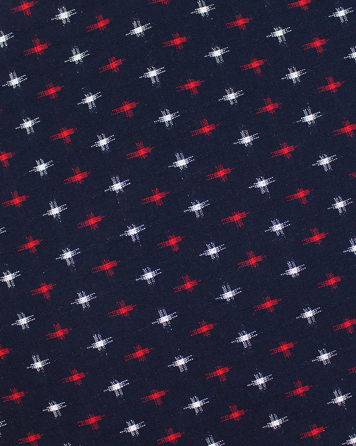 Kiriko Original Table Mat, Kasuri-Ori Indigo with White and Red Jyuji