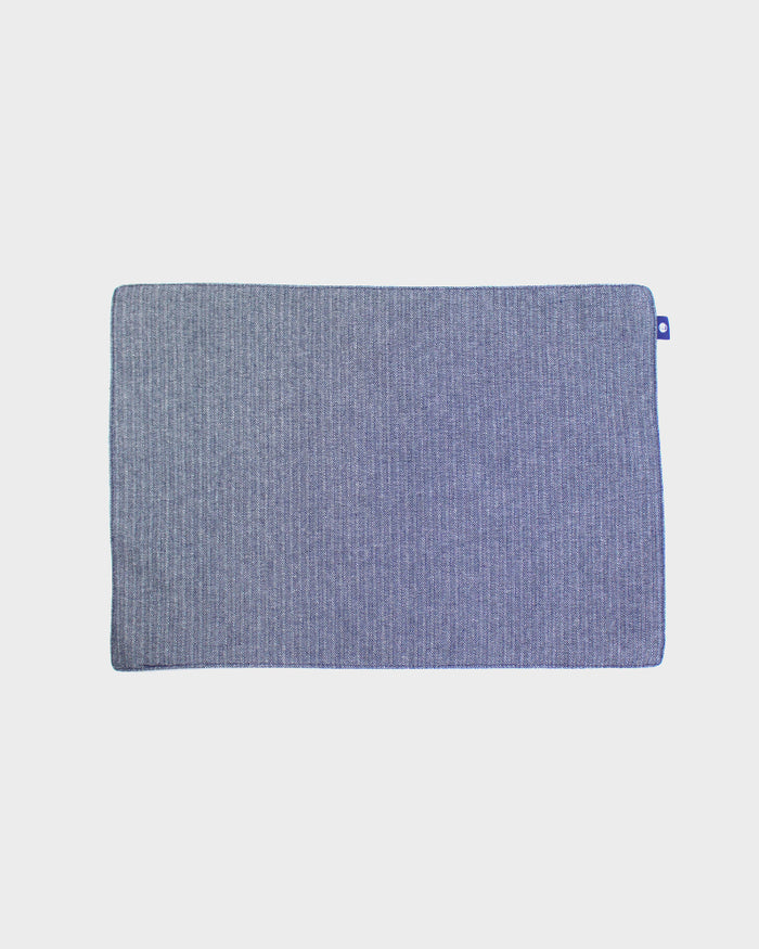 Kiriko Original Table Mat, Kasuri-Ori Indigo with White and Red Jyuji