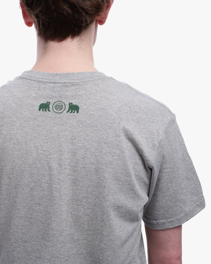 Kiriko Original Tee, 4 oz. US Made, Kuma with Embroidered Fish, Grey