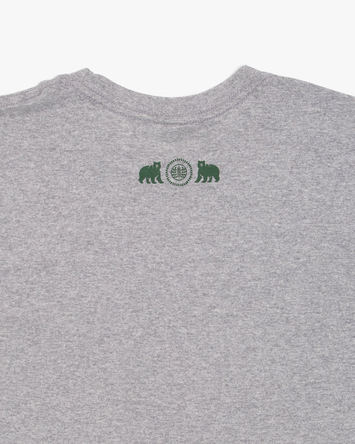 Kiriko Original Tee, 4 oz. US Made, Kuma with Embroidered Fish, Grey