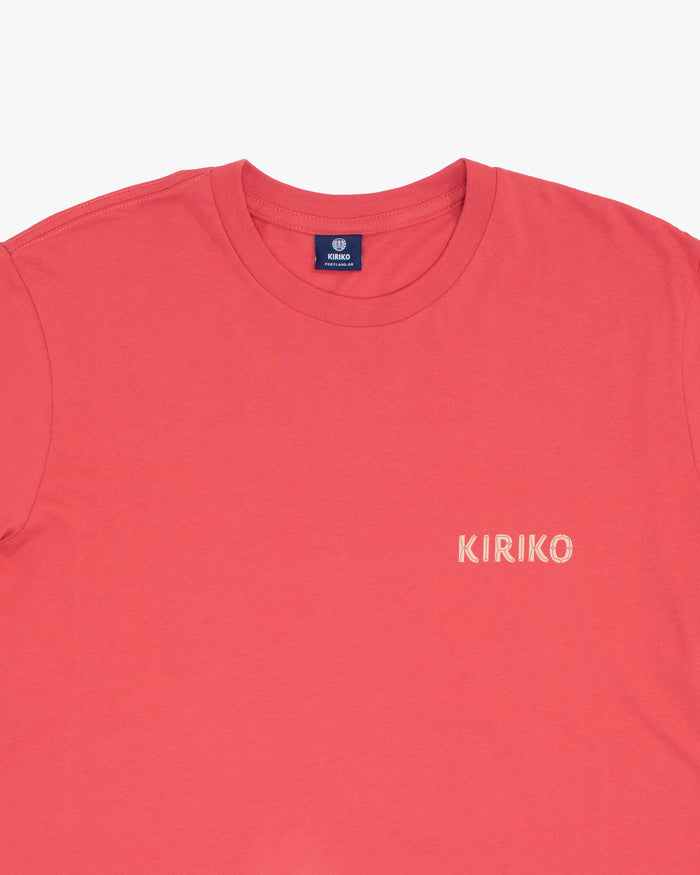 Kiriko Original Tee, 6 oz Cotton, Coral with Blue Koi Dragon