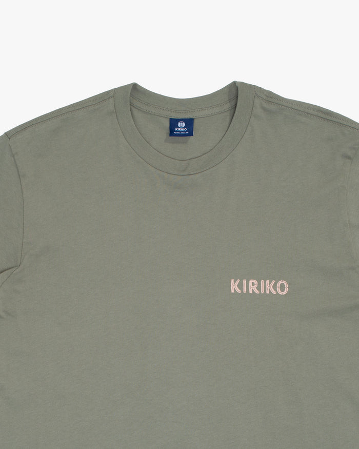 Kiriko Original Tee, 6 oz Cotton, Olive Green with Orange Koi Dragon