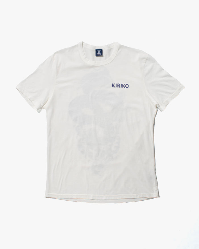 Kiriko Original Tee, 6 oz Cotton, White with Blue Gradient Koi-Dragon