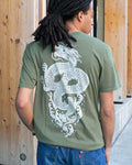 Kiriko Original Tee, 6oz Cotton, Green with Grey Koi-Dragon